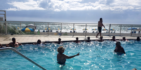 Enjoying some early morning water aerobics