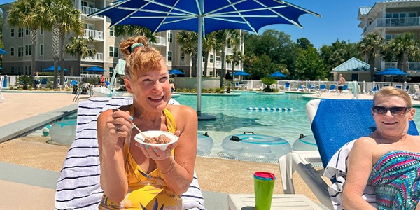Enjoying some ice cream by the Pool at Bluewater Resort